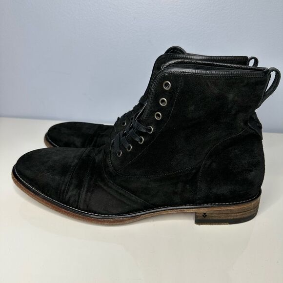 John Varvatos Fleetwood Rub Off Black Chelsea Pull On Ankle Leather Boots Sz 12 - Picture 2 of 6
